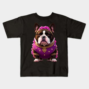 Adorable and Funny Bulldog in Purple Grape Costume Kids T-Shirt